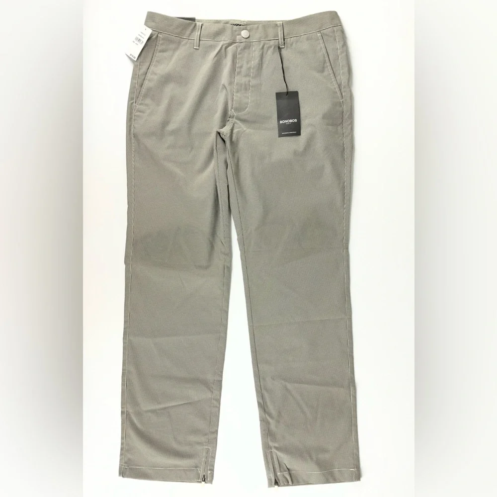 Bonobos Golf Mens Stone Minicheck‎ Straight Leg Pants Size 34 x 32